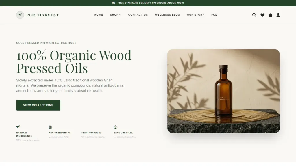 PureHarvest 100% Organic Wood Pressed Oils Storefront