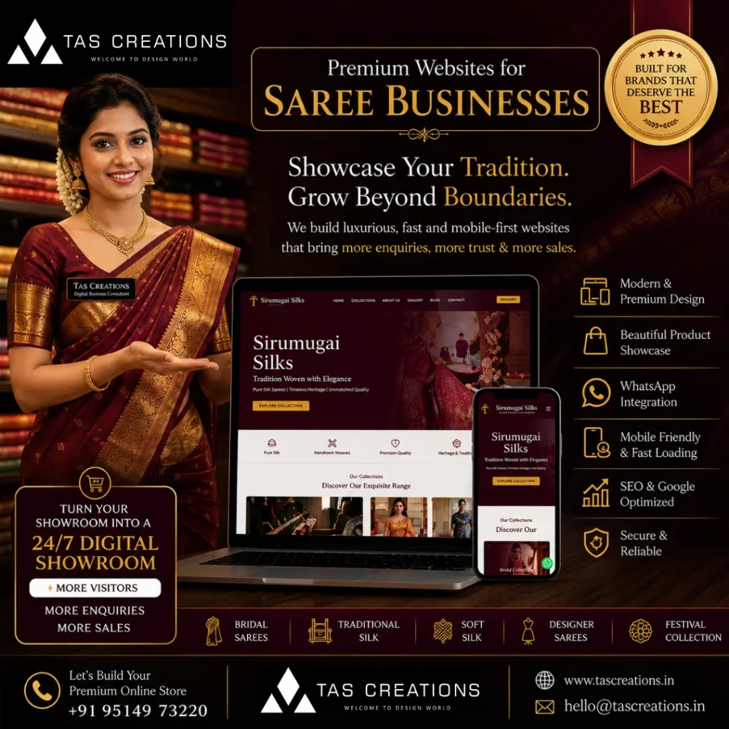 Sirumugai Silks Saree Business Digital Showroom Poster